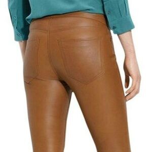 Kenna T Brown Leather Pants Tan Size 27